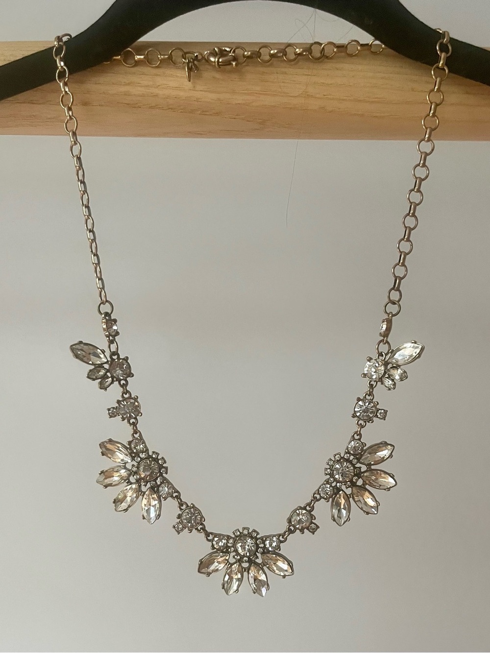 J. Crew Crystal Floral Statement Necklace in Clear and Gold